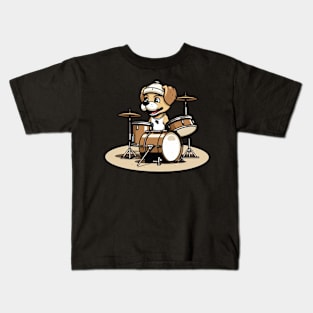 dog playing drums Kids T-Shirt